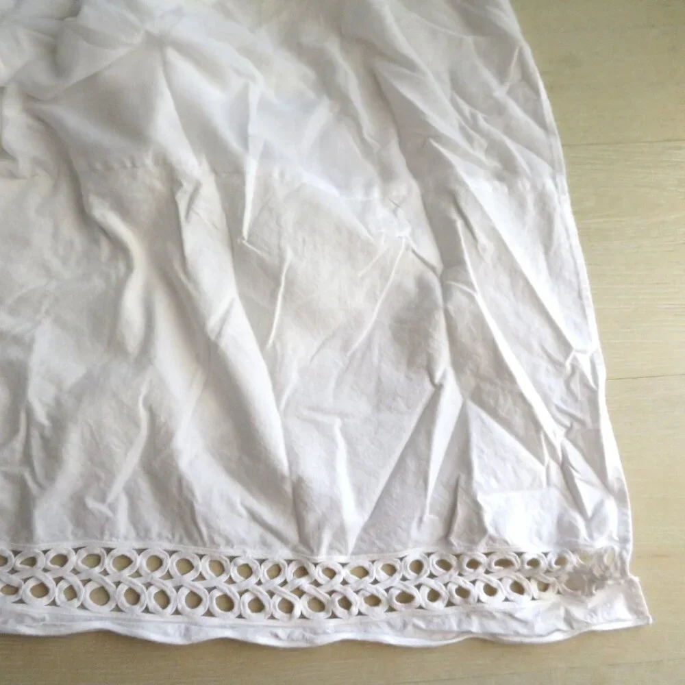 Vintage White Full Size Bed Skirt Crochet Lace Hem 14